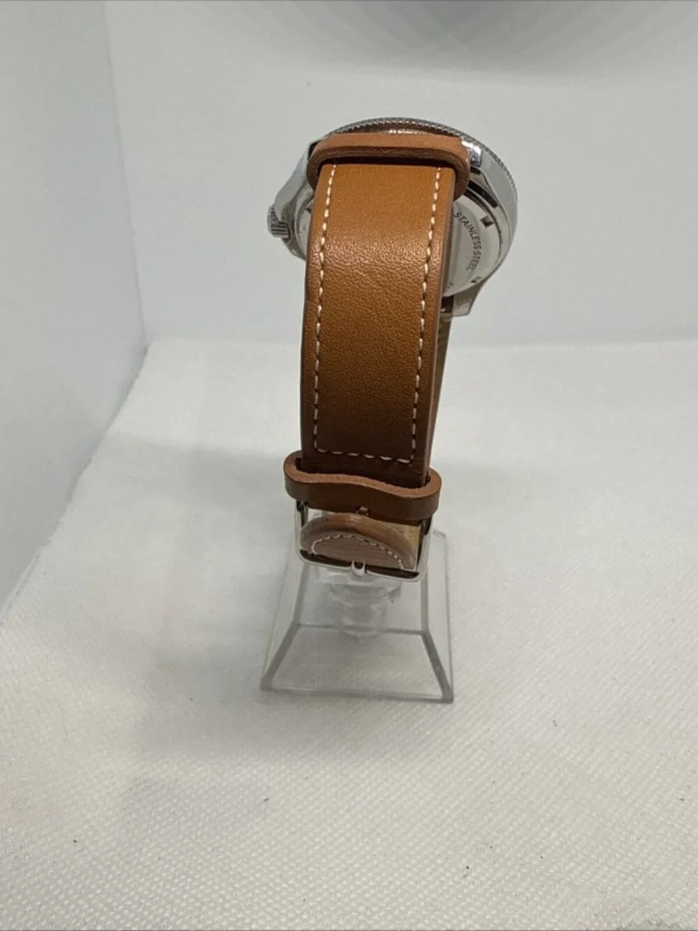 Fossil AM4623 Cecile Crystal Accented 40mm Quartz Brown Leather Strap Women's